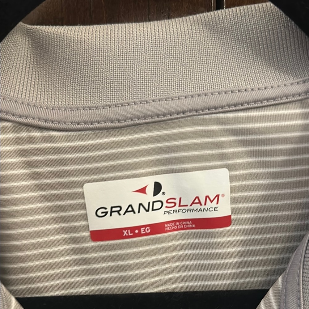 Grand Slam Men's Striped Polo Shirt - Gray - Picture 2 of 4